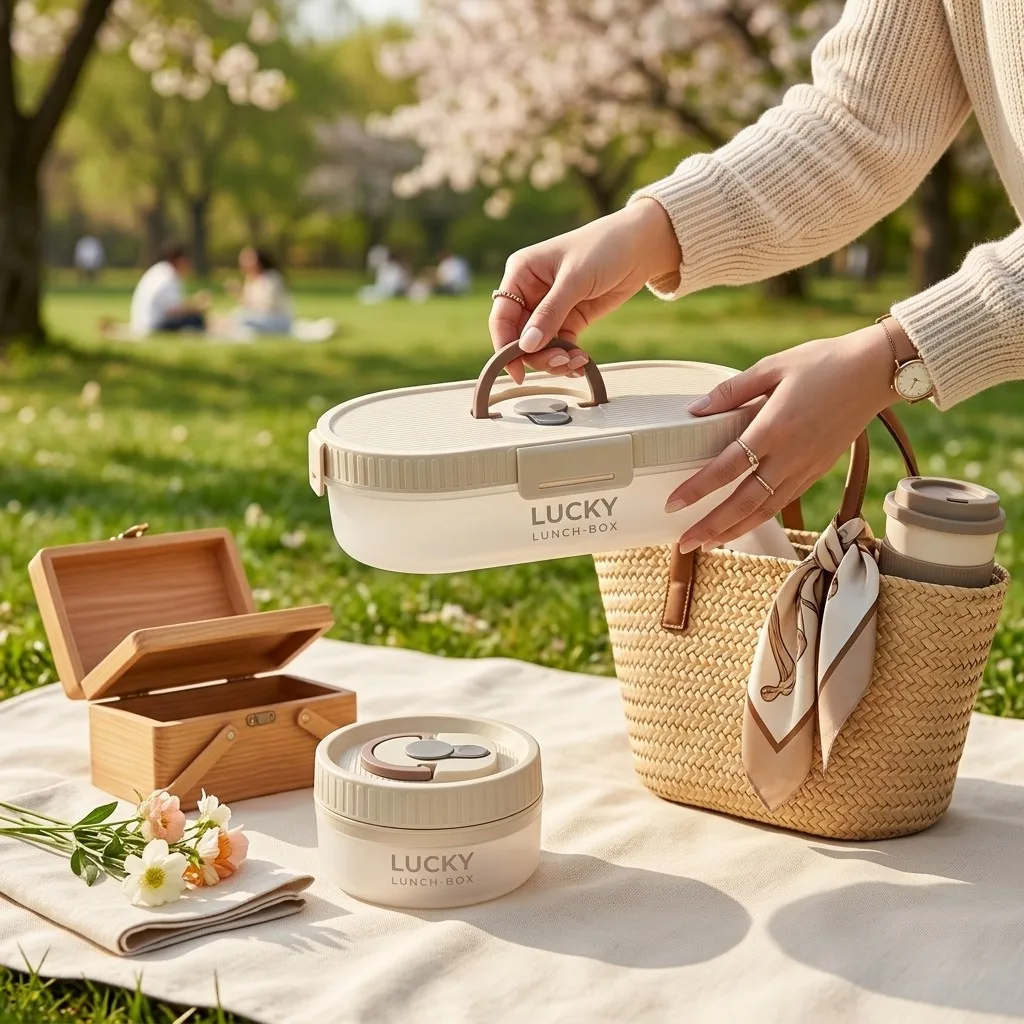 Meal Prep Or Prep Meal - Draagbare Bento Lunchbox Set, Lekvrij, 3-delige