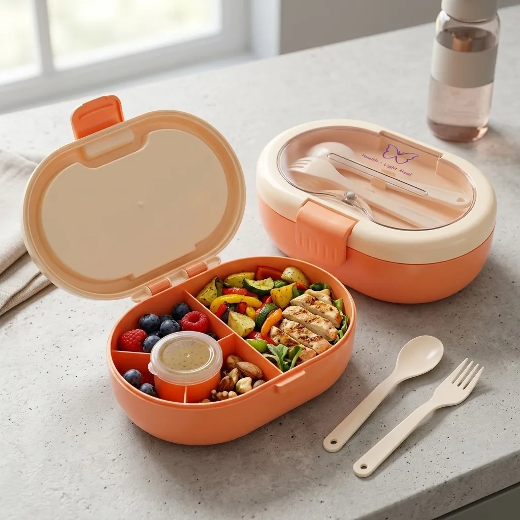 Meal Prep Or Prep Meal - Plastic lunchbox met bestek, lekvrije, verdeelde